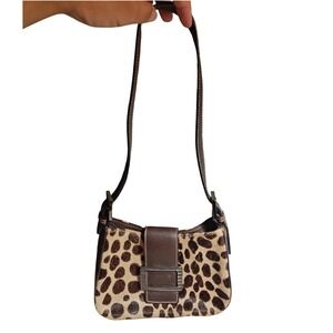 Shoulder Bag Brown Animal Print Pony Hair Leather Bettina Made in Italy Small
